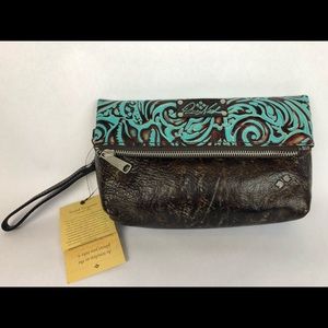 Patricia Nash Valerie Fold Wristlet Turquoise